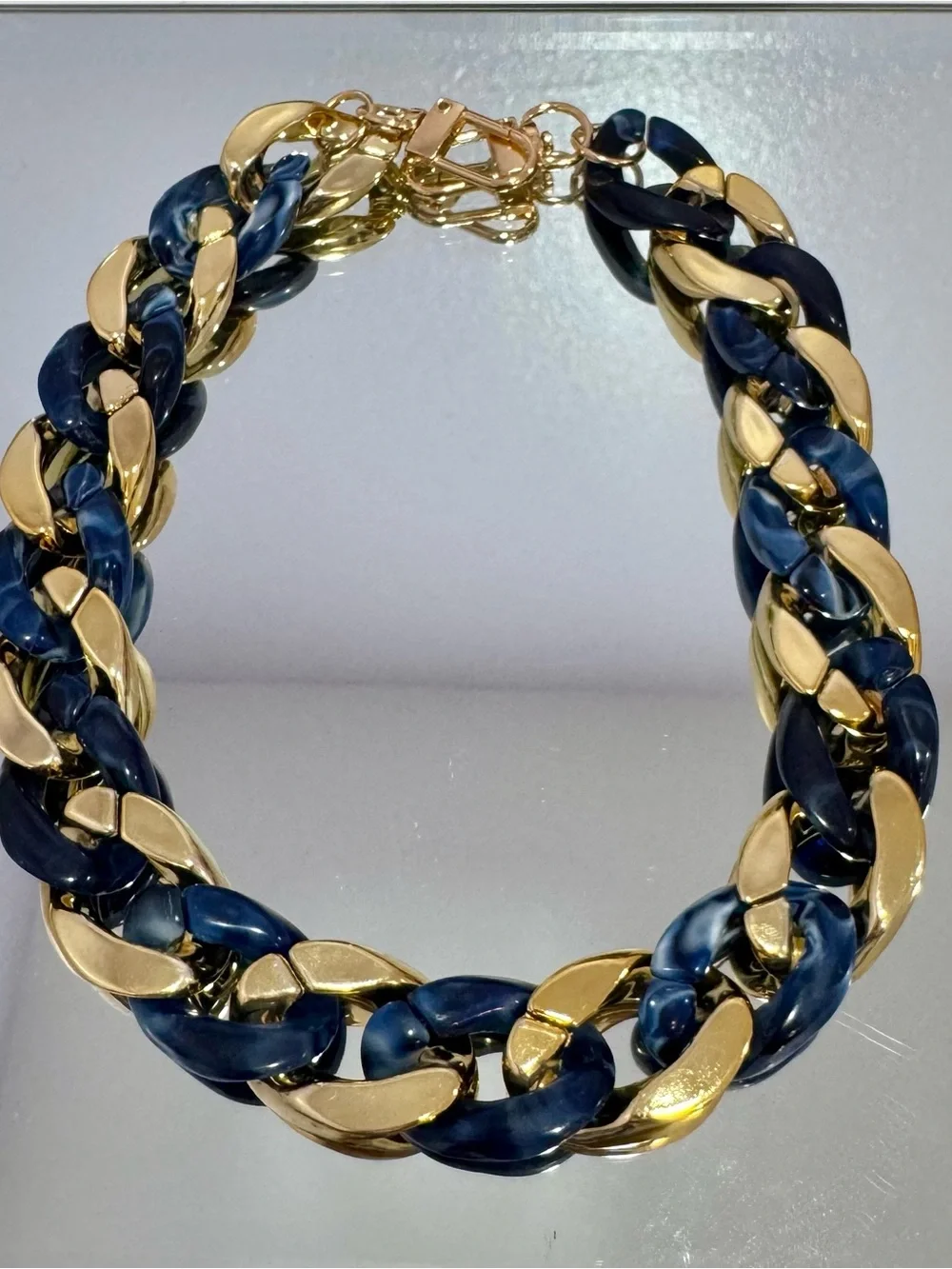 New Acrylic Gold and Navy Bag Chain 18 inches